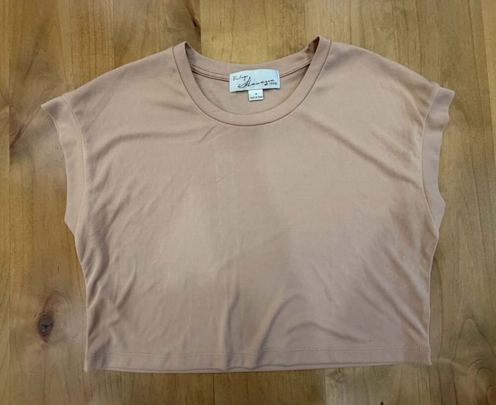 Vintage Havana Crop Top Size S Taupe Short Sleeve Tee